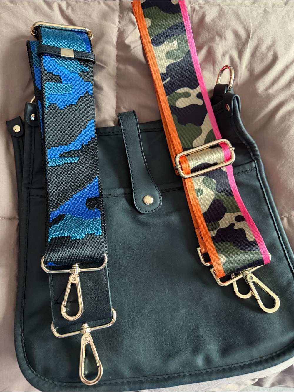 Faux leather crossbody with guitar straps
